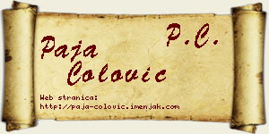 Paja Čolović vizit kartica
